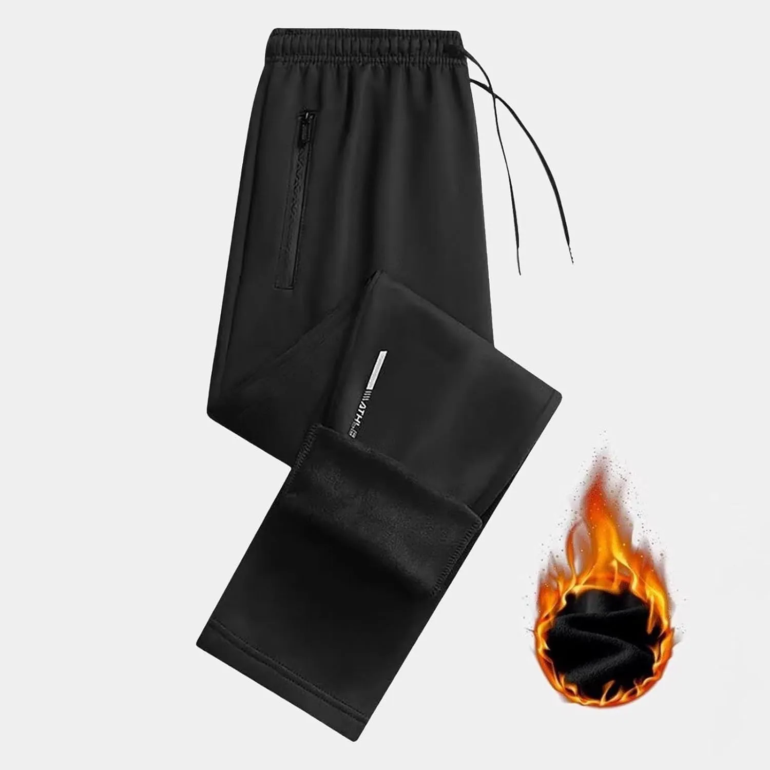 2 Pack Fleece Lined Sweatpants for Men - ZHIFANXN Joggers with Pockets High Waisted Thermal Winter Warm Pants for Snow