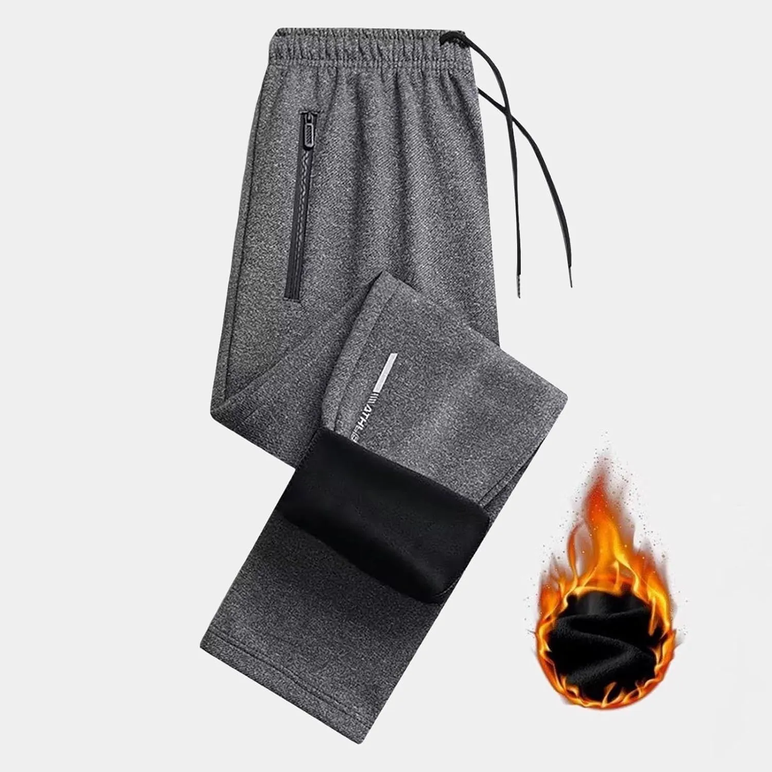 2 Pack Fleece Lined Sweatpants for Men - ZHIFANXN Joggers with Pockets High Waisted Thermal Winter Warm Pants for Snow