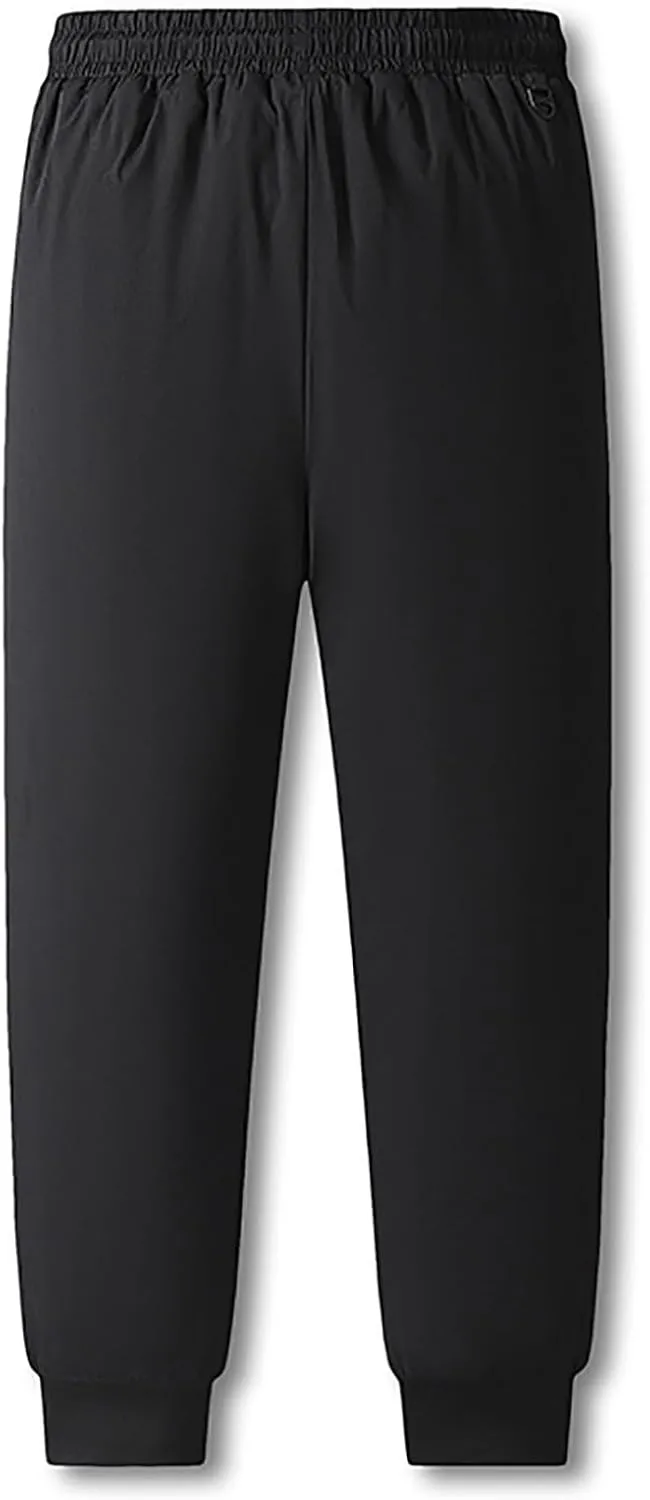 2 Pack Fleece Lined Sweatpants for Men - ZHIFANXN Joggers with Pockets High Waisted Thermal Winter Warm Pants for Snow