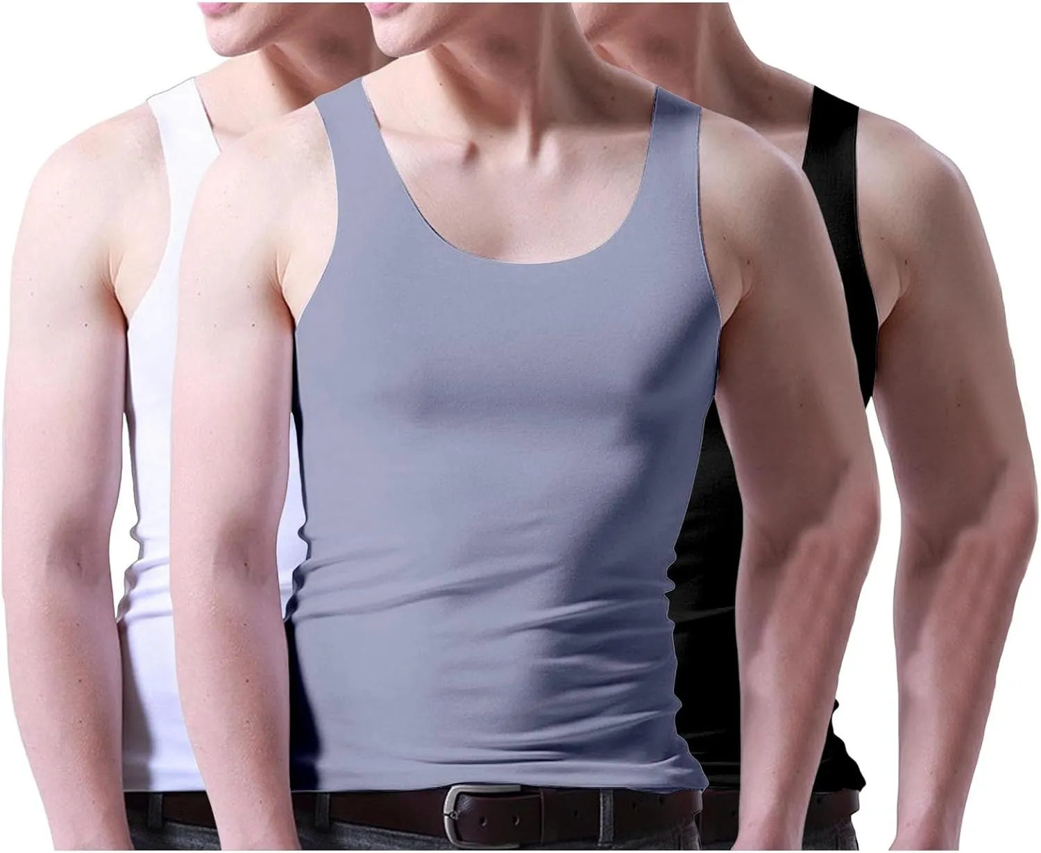 3 Pack Men's Workout Tank Tops Breathable Quick Dry Summer Sleeveless Silk Muscle Shirts Gym Workout Bodybuilding Tee
