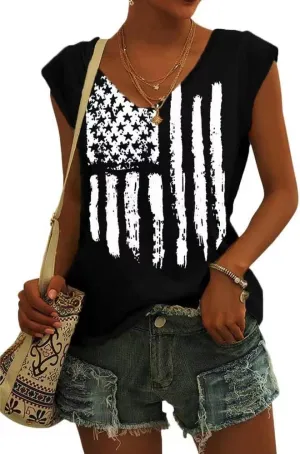 4th of July Shirt for Women 1776 Cap Sleeve Tank Tops American Flag Summer Scoop Neck Tops