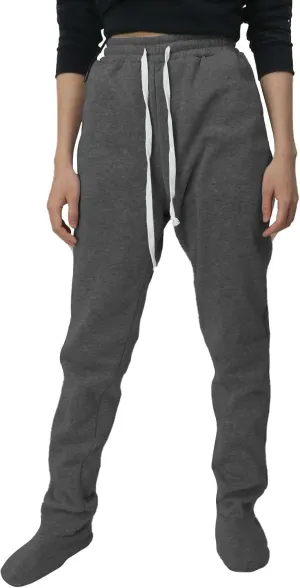 Adult Footed Sweatpants.Christmas Elastic Waisted Bottoms with Fleece Lined Extremely Plaid Footing Pajama Pants