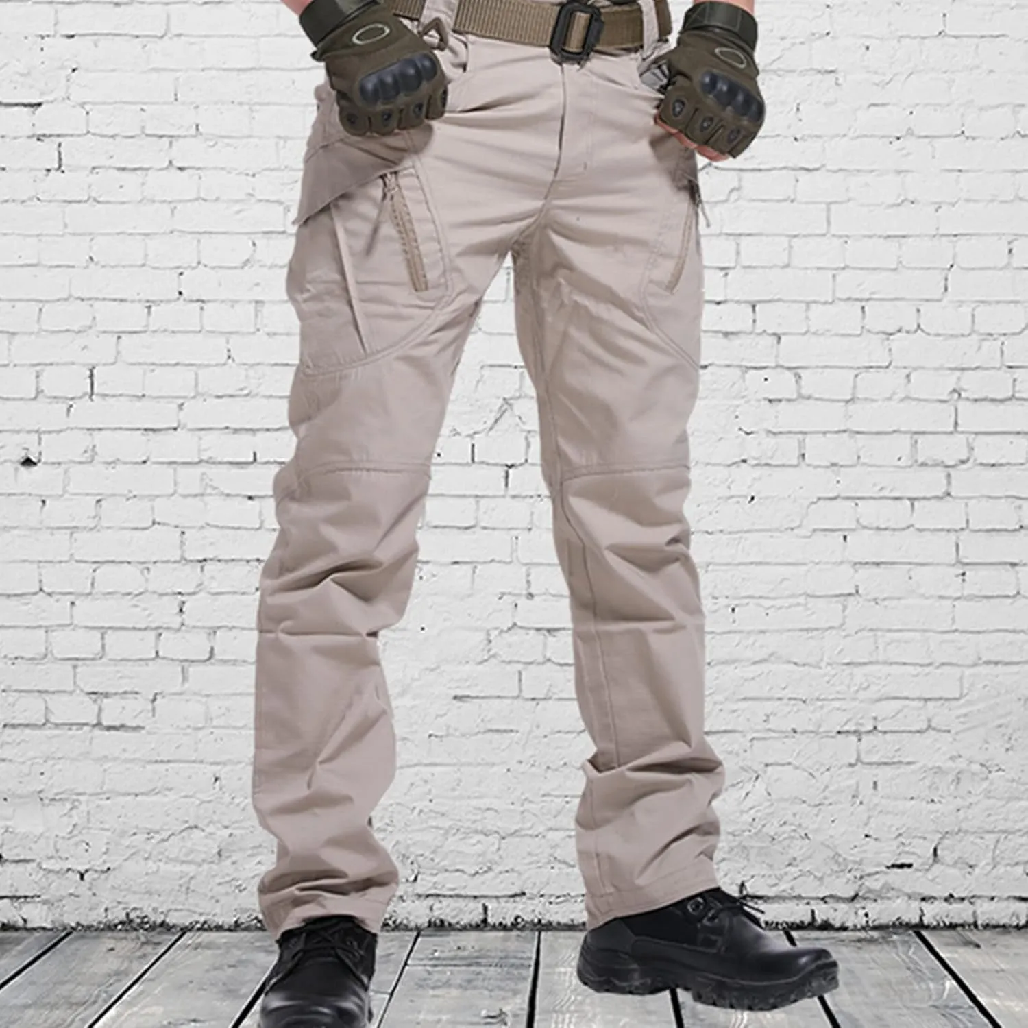 Akklian Flex-Tactical Pants, Mens Cotton Cargo Pants with Multi-Pockets, Tactical Pants Stretch Straight Work Hiking Pants