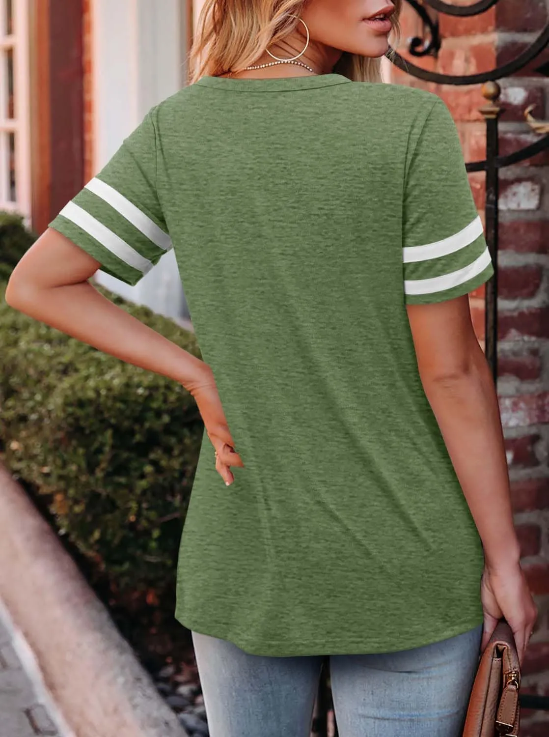 Angerella Casual Summer Tops for Women V Neck T Shirts Short Sleeve Tunic Tops Loose Fit