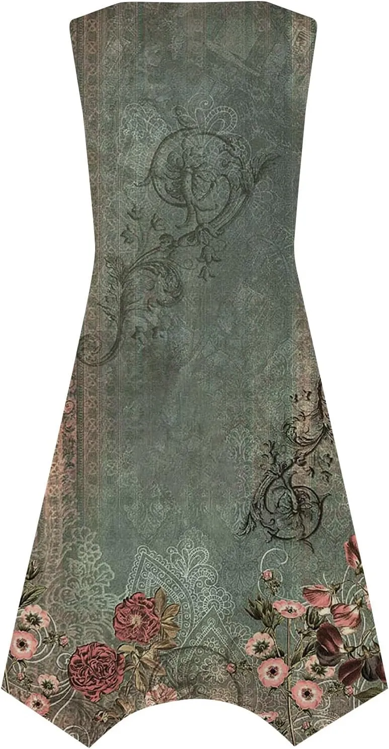 Azeralia Spring Dresses for Women 2024 Sleeveless Midi Dress Womens Sundress Women's Casual Dresses Casual Dresses for Women