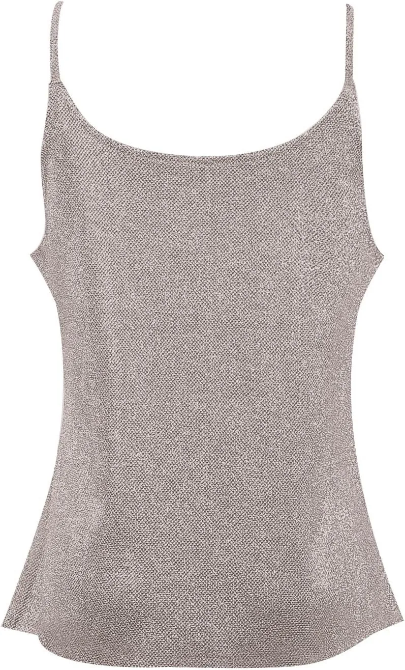 Azeralia Womens Tank Tops Casual Fashion V Neck Strappy Sequin Sparkle Shimmer Camisole Sexy Sleeveless Tanks Tops