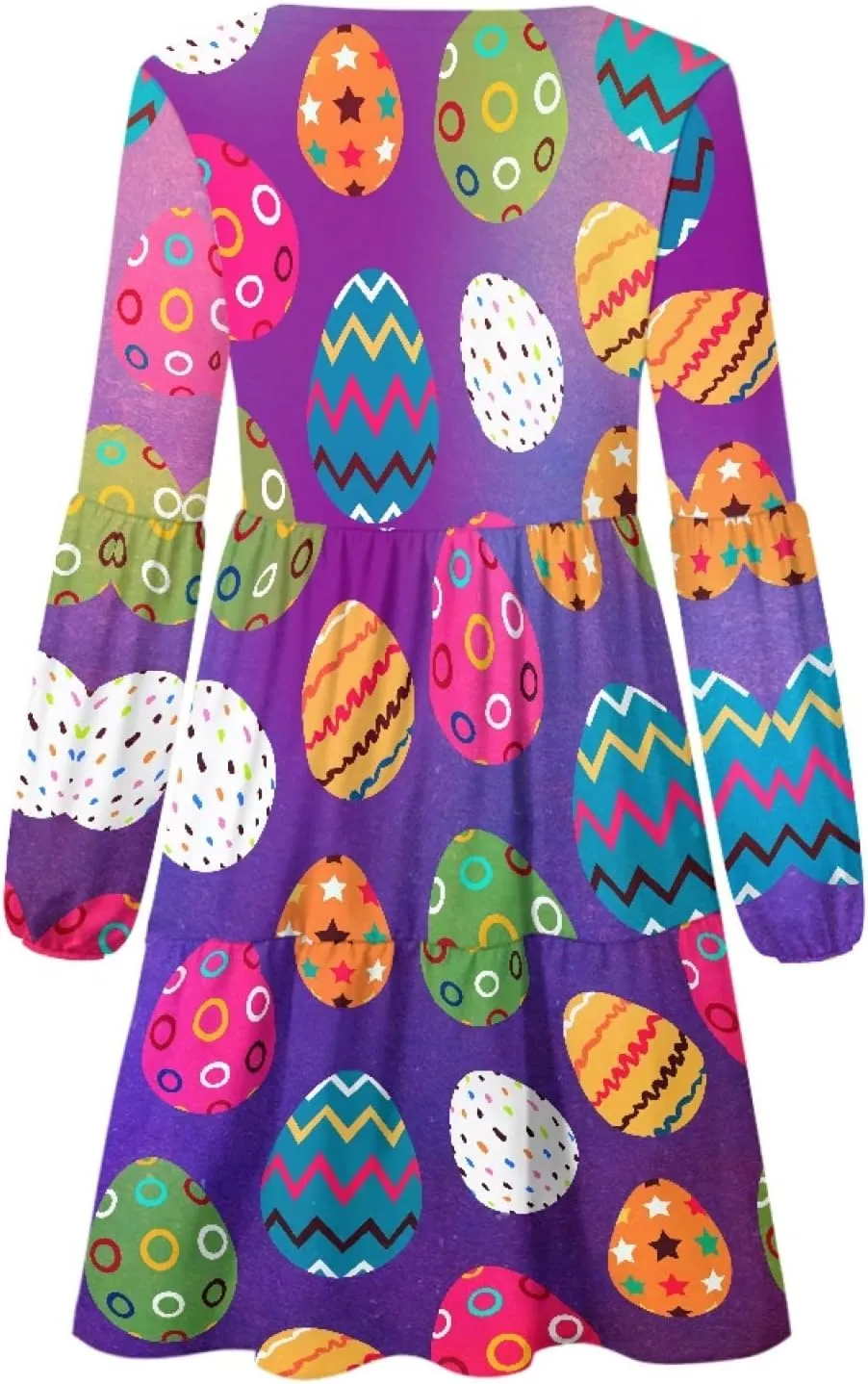 Bengbobar 2024 Easter Dress for Women Long Sleeve Easter Eggs Shift Dresses Spring Bunny Casual Elegant V Neck Vintage Dress