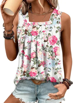 BETTE BOUTIK Womens Tank Tops Pleated Sleeveless Blouse Short Sleeve Tops Basic Shirts S-3XL