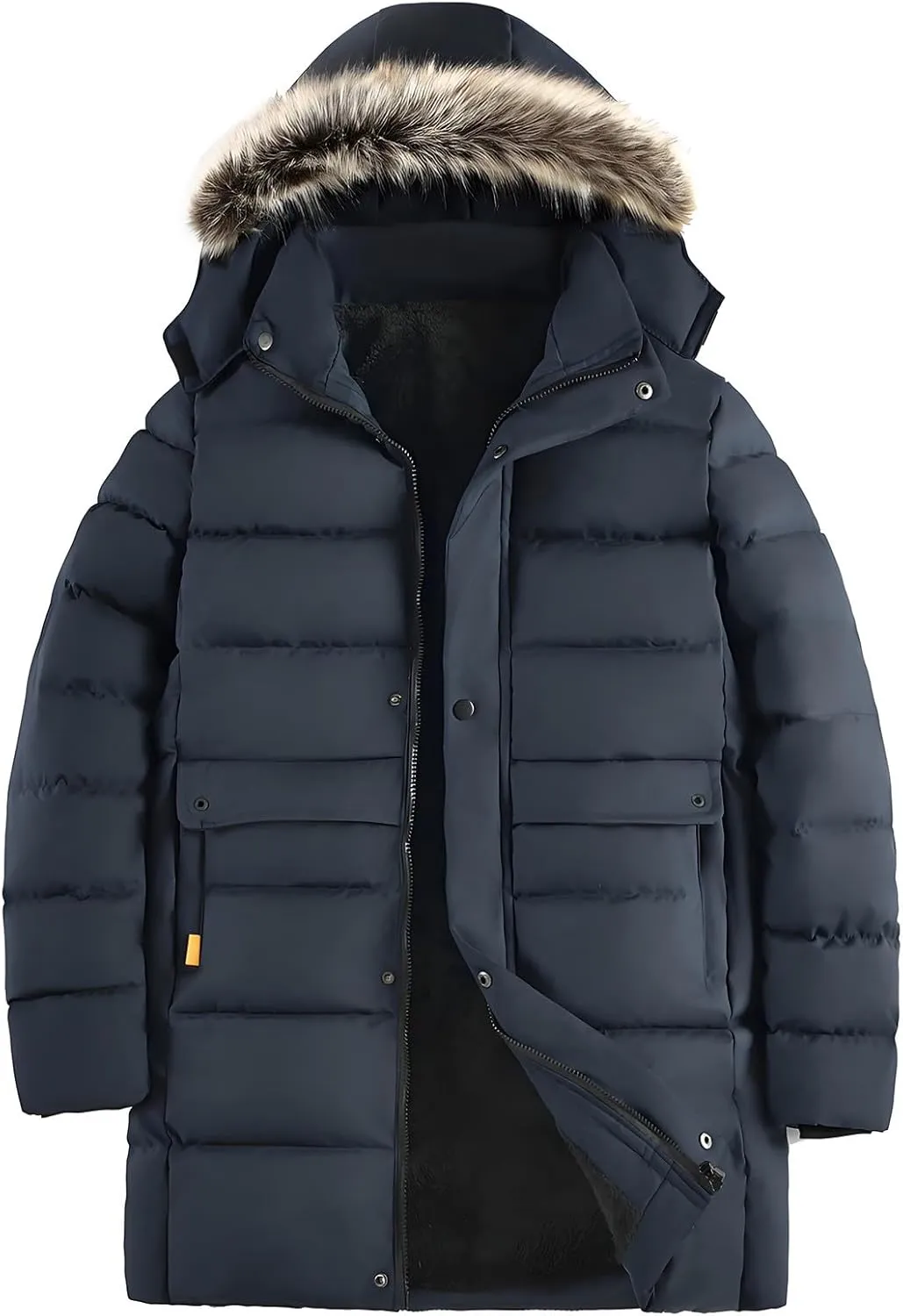 Bidobibo Quilted Jacket Men with Hood Oversized Lightweight Down Coat Puffer Jackets Plus Size Mens Parka Winter Coats Long