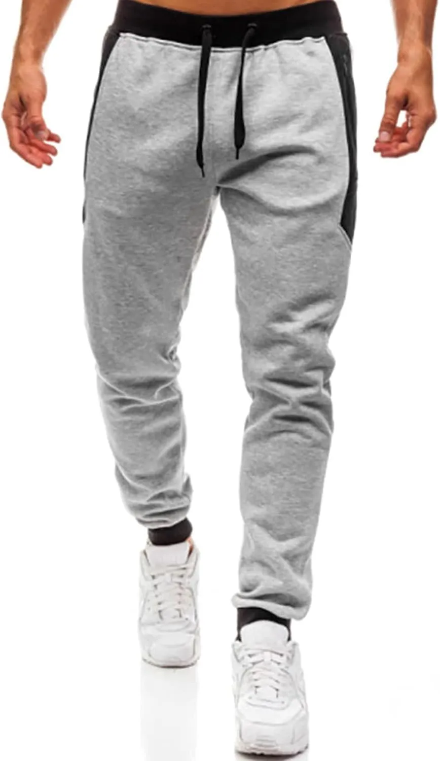 BIFUTON Joggers for Men,Mens Sweatpants with Zipper Pockets Color Matching Golf Pants for Men Relaxed Fit Casual Lounge Pants