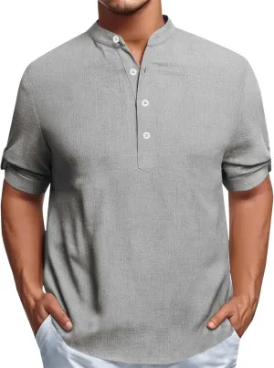 Big and Tall T-Shirts for Men Oversized Summer Short Sleeve Tee Tops Stylish Quick Dry V Neck Button Henley Shirts