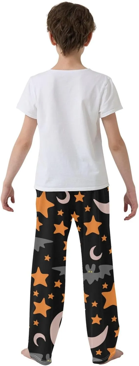 Boys' Pants Bat Moon and Star Halloween Long Bottoms Jogger Pants Elastic Waist Trousers with Pockets S-XL