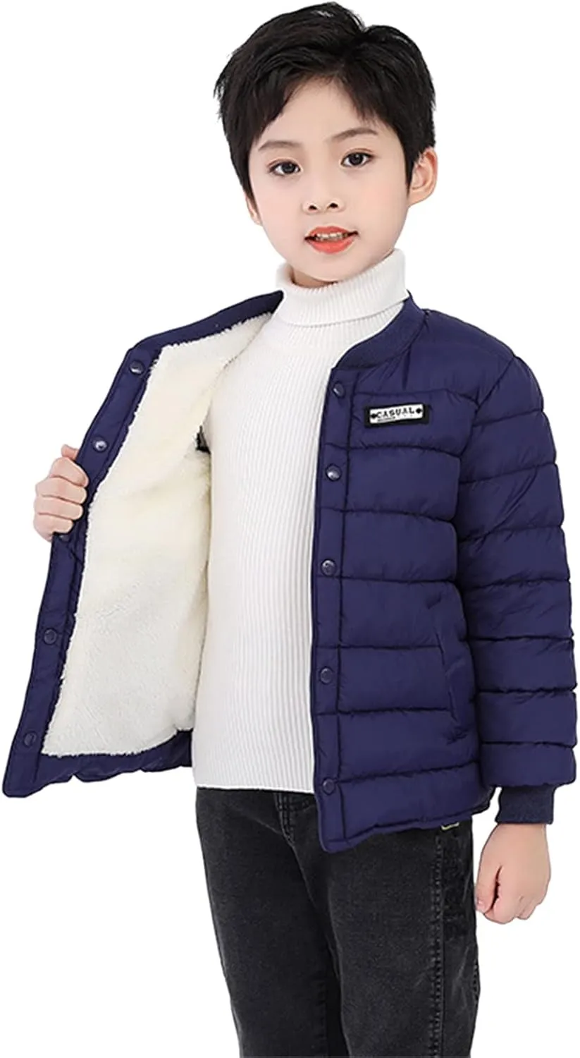 Boys' Winter Coat Kids Quilted Puffer Jacket Fleece Lined Down Coat Water-Resistant Lightweight Packable Down Jacket