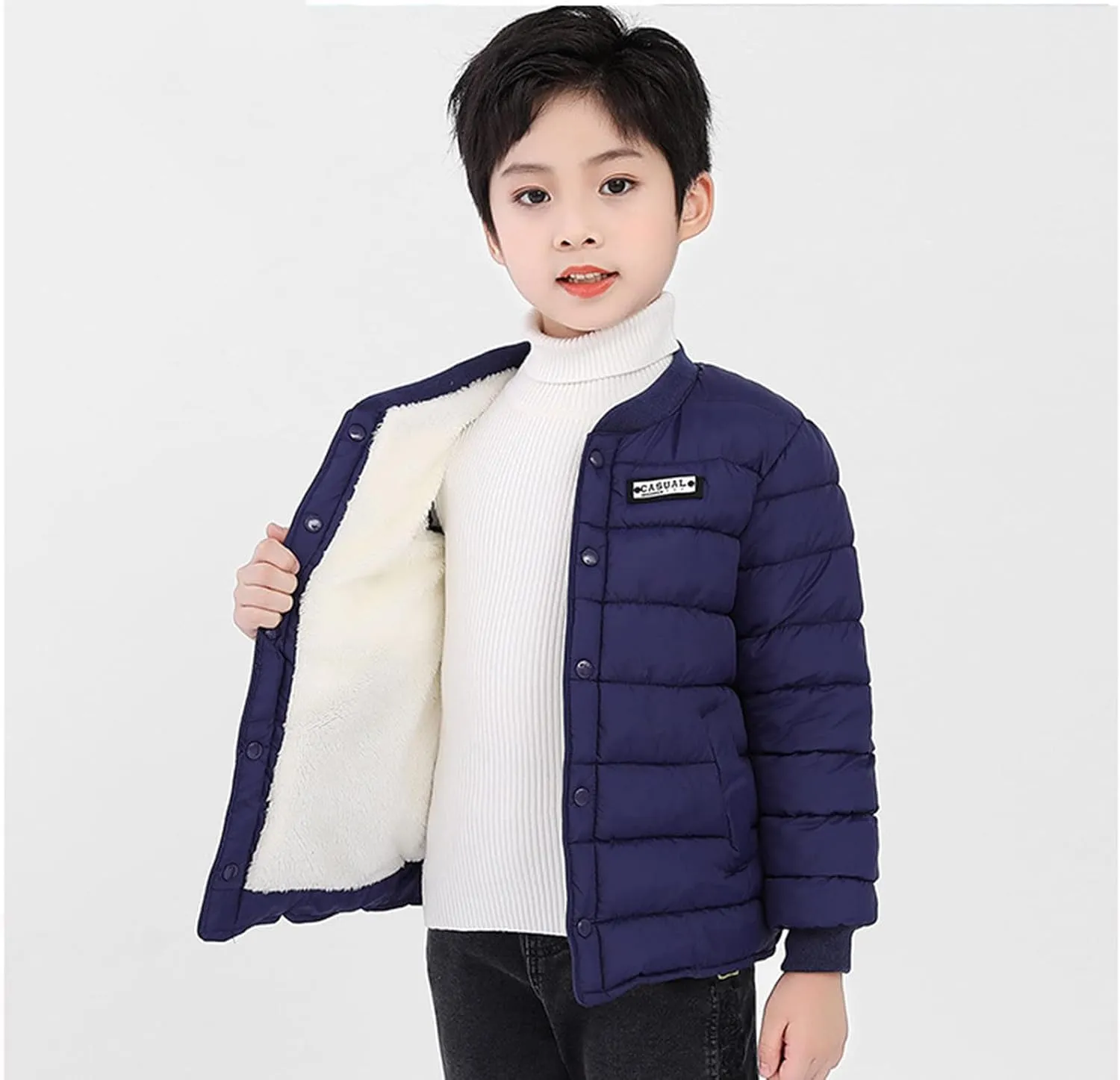 Boys' Winter Coat Kids Quilted Puffer Jacket Fleece Lined Down Coat Water-Resistant Lightweight Packable Down Jacket
