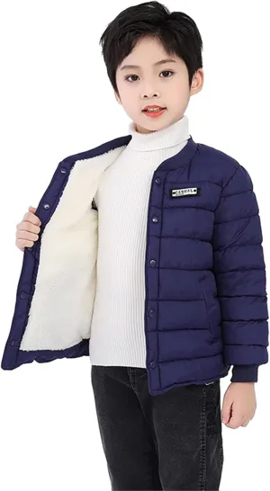 Boys' Winter Coat Kids Quilted Puffer Jacket Fleece Lined Down Coat Water-Resistant Lightweight Packable Down Jacket