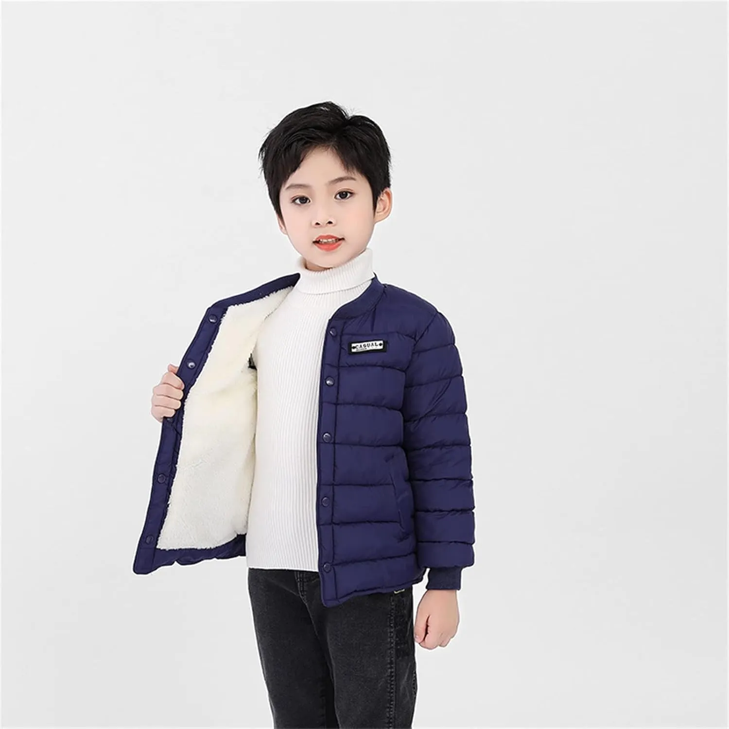 Boys' Winter Coat Kids Quilted Puffer Jacket Fleece Lined Down Coat Water-Resistant Lightweight Packable Down Jacket