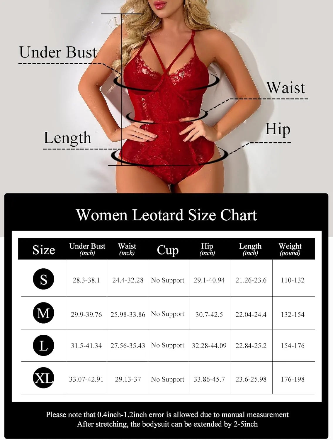 Buitifo Womens Sexy Bodysuit Lingerie One Piece Babydoll V Neck Teddy Snap Crotch