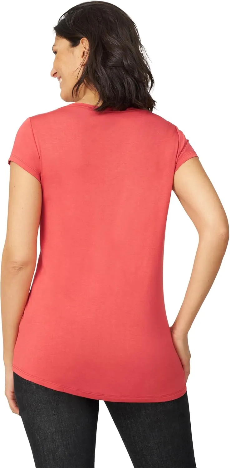 Cable & Gauge Womens Apparel V-Neck Swing Body Pocket Tee with Hi-Low Hem