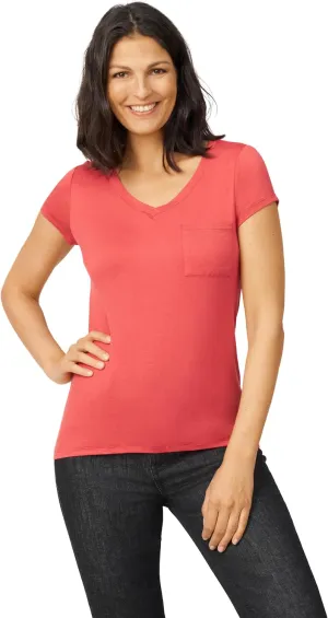 Cable & Gauge Womens Apparel V-Neck Swing Body Pocket Tee with Hi-Low Hem