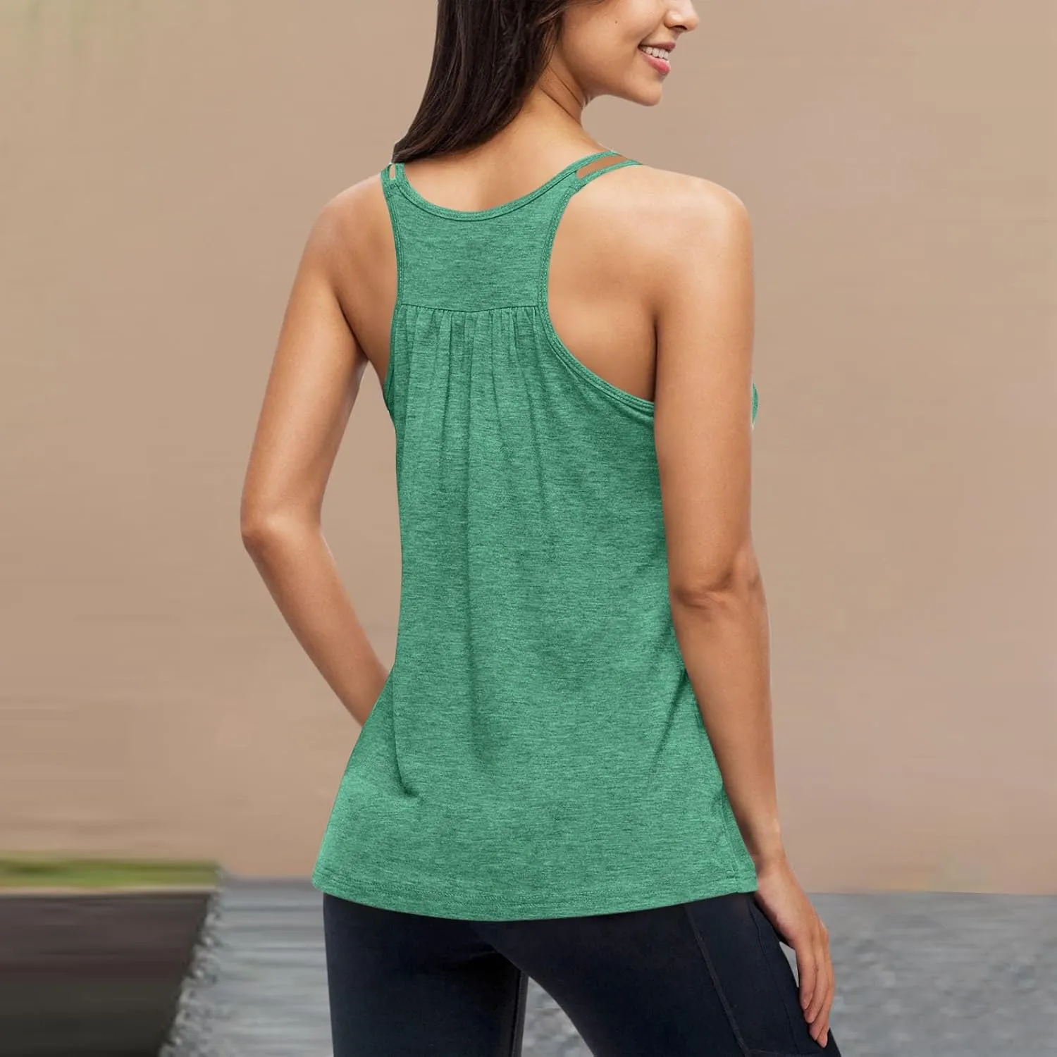 Camisole Tops for Women Workout Yoga Shirts Tank Tops Layer Workout Yoga Racerback Tank Tops with Built in Shelf Bra