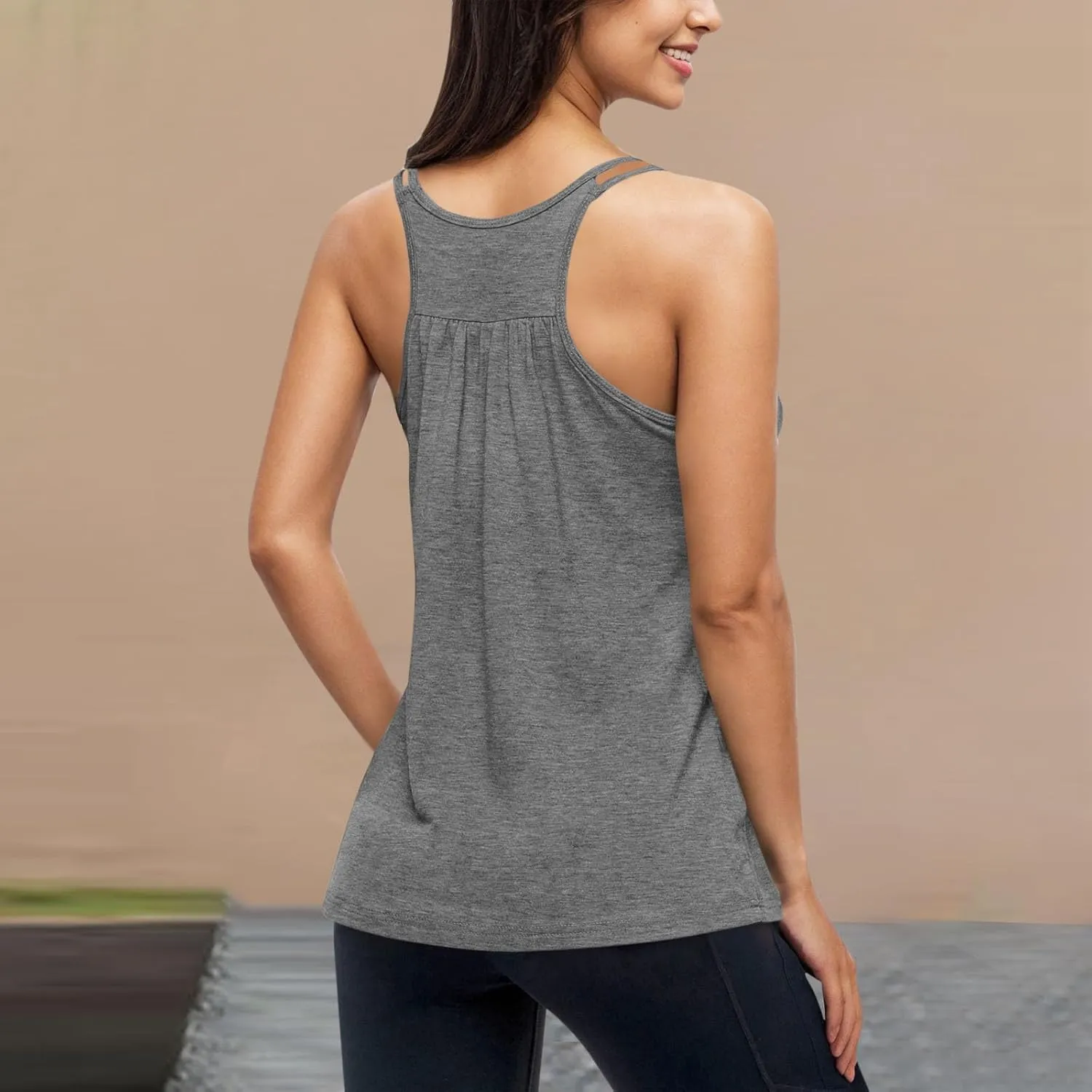 Camisole Tops for Women Workout Yoga Shirts Tank Tops Layer Workout Yoga Racerback Tank Tops with Built in Shelf Bra