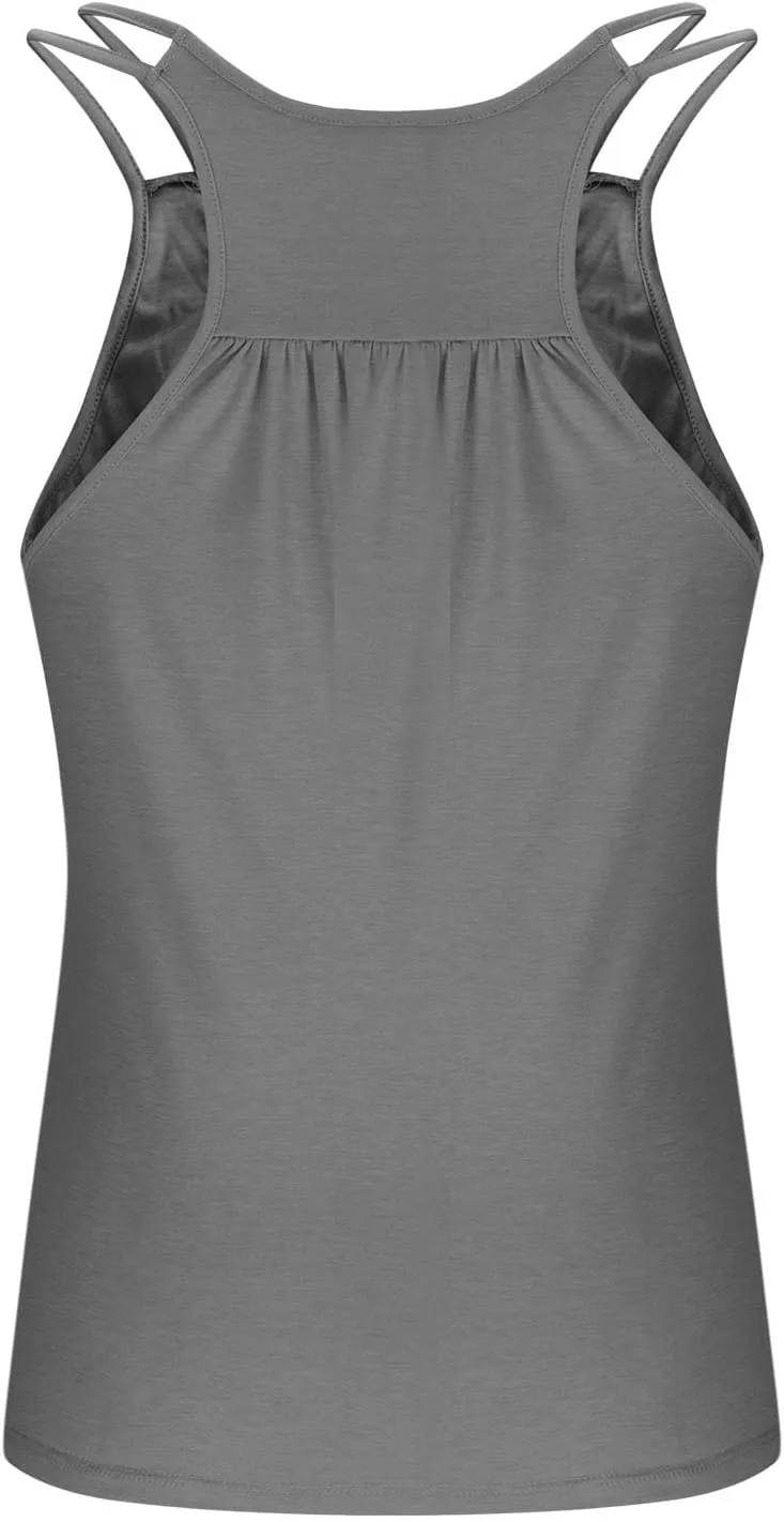 Camisole Tops for Women Workout Yoga Shirts Tank Tops Layer Workout Yoga Racerback Tank Tops with Built in Shelf Bra
