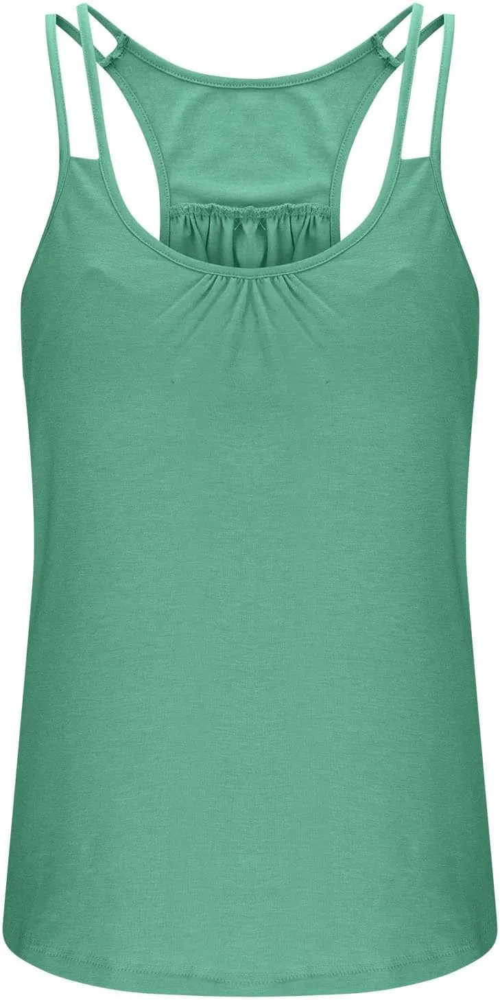 Camisole Tops for Women Workout Yoga Shirts Tank Tops Layer Workout Yoga Racerback Tank Tops with Built in Shelf Bra
