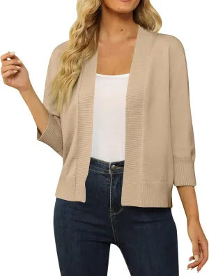 Cardigan Sweaters for Women Lightweight 3/4 Sleeve Cropped Cardigans Elegant Open Front Short Shrugs Fall Outfits