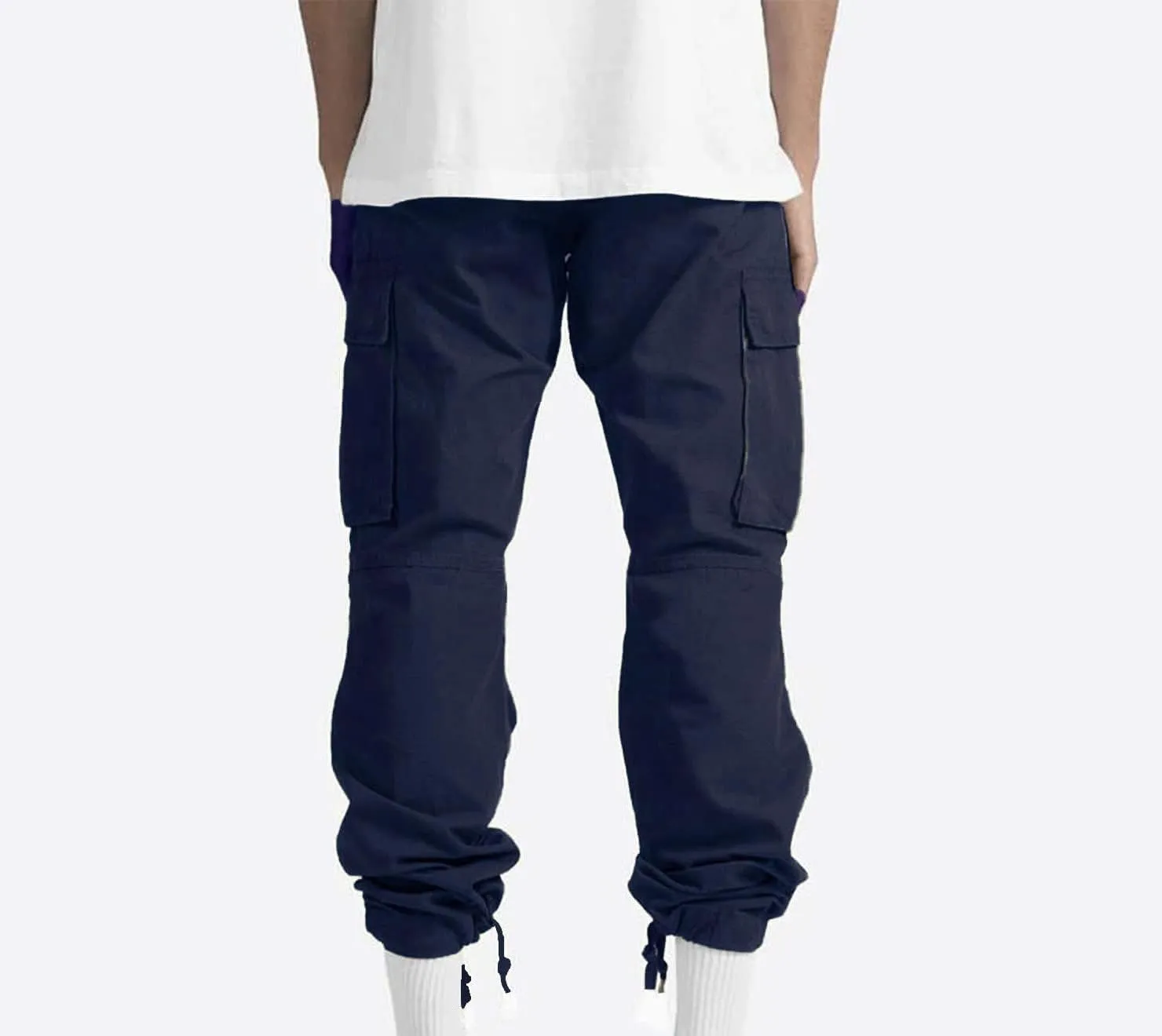 Cargo Pants for Men Drawstring Cargo Pants Workout Athletic Pants Elastic Waist Jogging Loose Straight Leg Work Pants