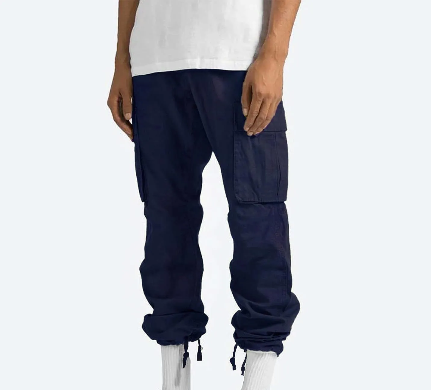 Cargo Pants for Men Drawstring Cargo Pants Workout Athletic Pants Elastic Waist Jogging Loose Straight Leg Work Pants