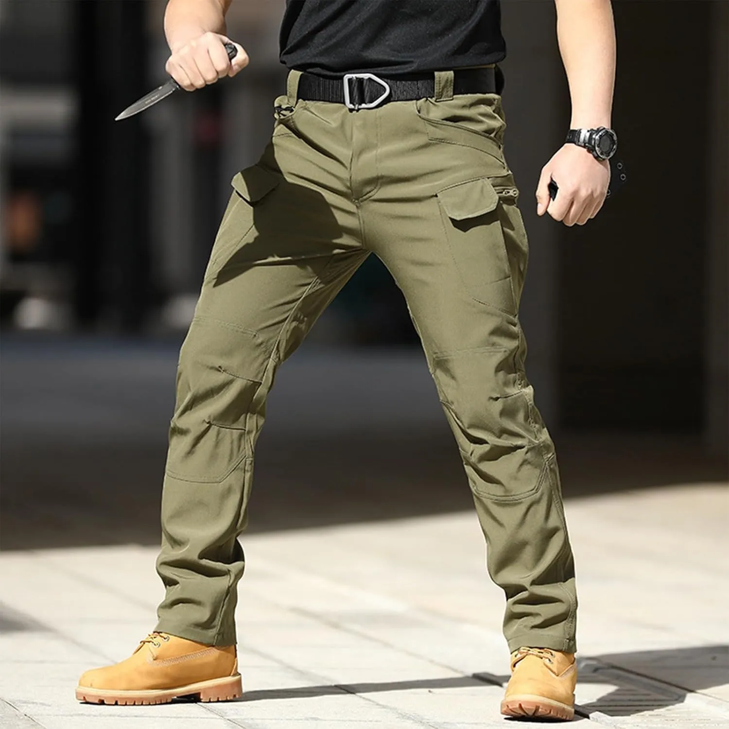 Cargo Pants for Men Khaki Cargo Pants Elastic Fabric Urban Service Pants Overalls Men's Stretch Pants
