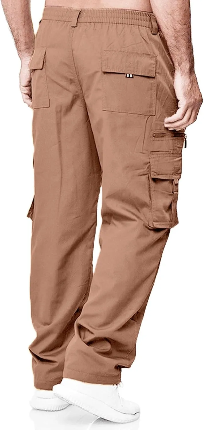 Cargo Pants for Men Relaxed Fit Mens Cargo Pants Heavy Weight Sweatpants Jogging Pocket Sports Elastic Cargo Trousers