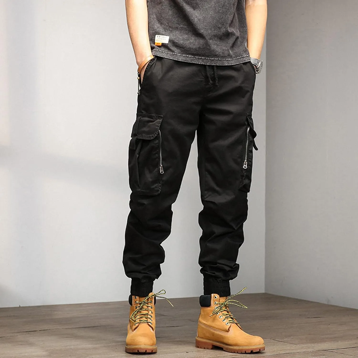 Cargo Sweatpants for Men Pockets Men's Hiking Cargo Straight Leg Sweatpants Stretch Elastic Waist Jogger Sports Pants