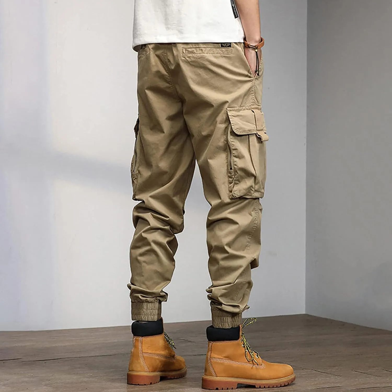 Cargo Sweatpants for Men Pockets Men's Hiking Cargo Straight Leg Sweatpants Stretch Elastic Waist Jogger Sports Pants