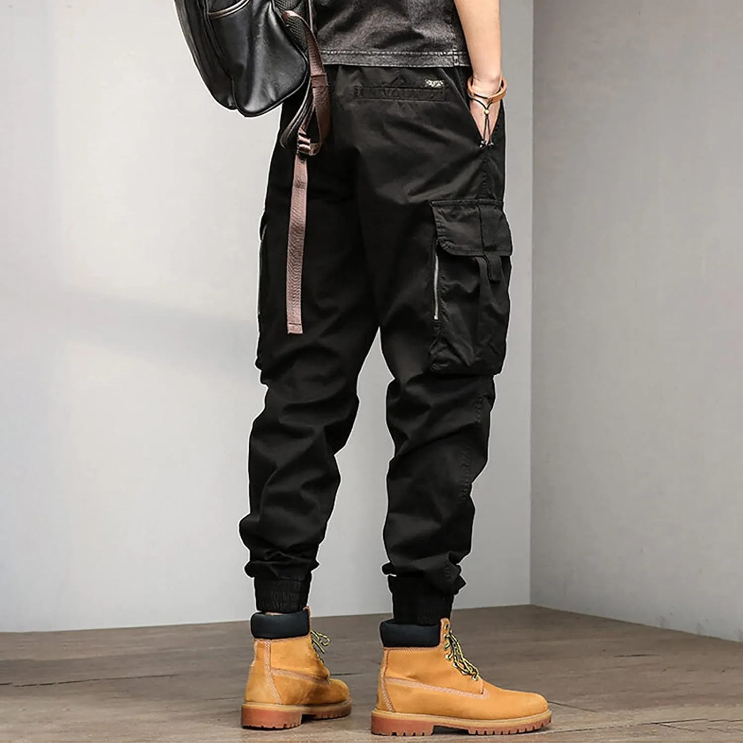 Cargo Sweatpants for Men Pockets Men's Hiking Cargo Straight Leg Sweatpants Stretch Elastic Waist Jogger Sports Pants