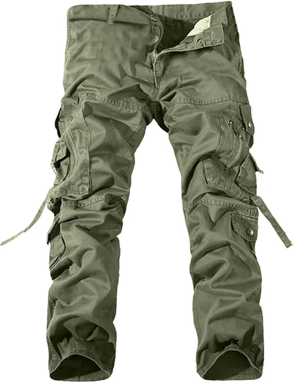 Cargo Trousers for Men Fleece Cargo Sweatpants Stretch Elastic Waist Athletic Workout Jogger Drawstring Sport Pants