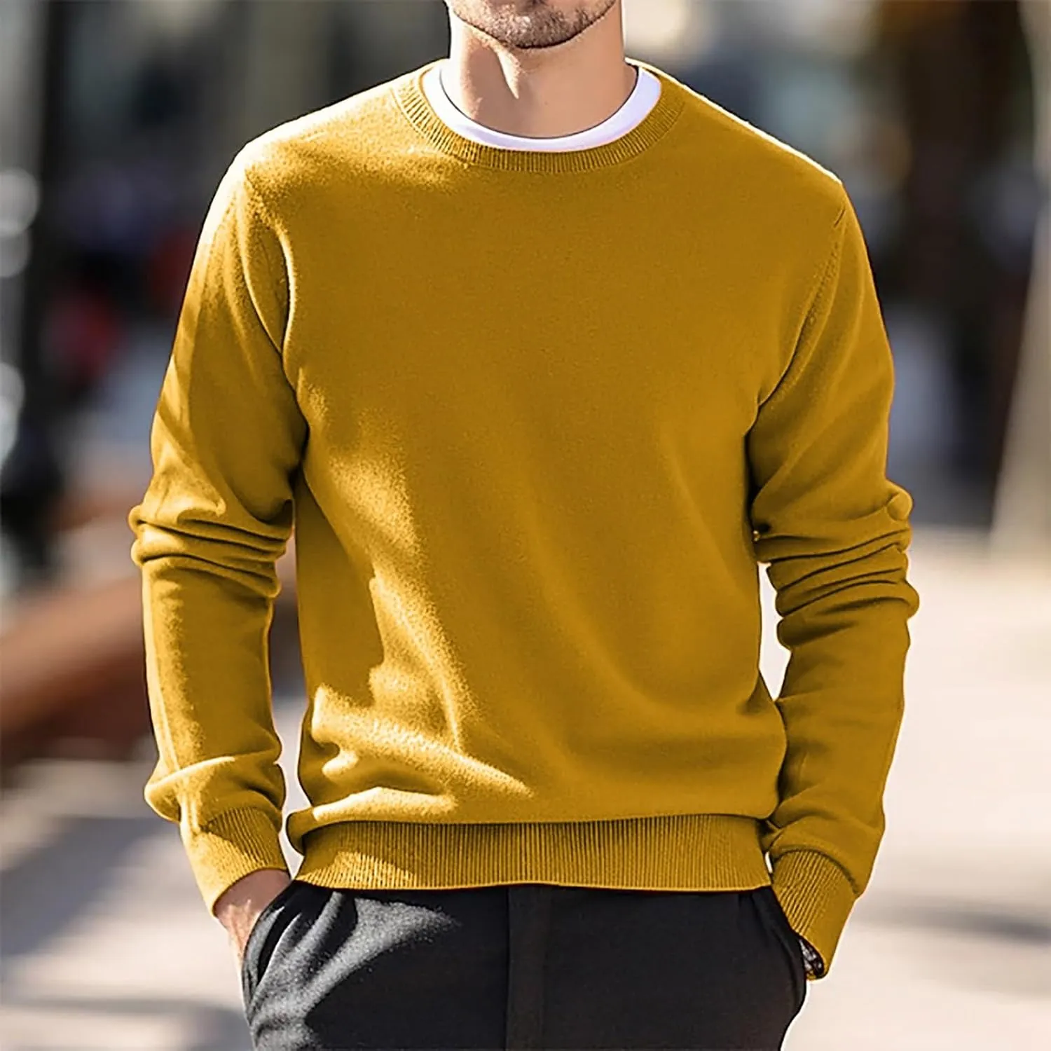 Cashmere Sweaters for Men, Men's Cashmere Sweater Warm Pullovers Crewneck Knit Winter Tops Male Knitwear Jumpers