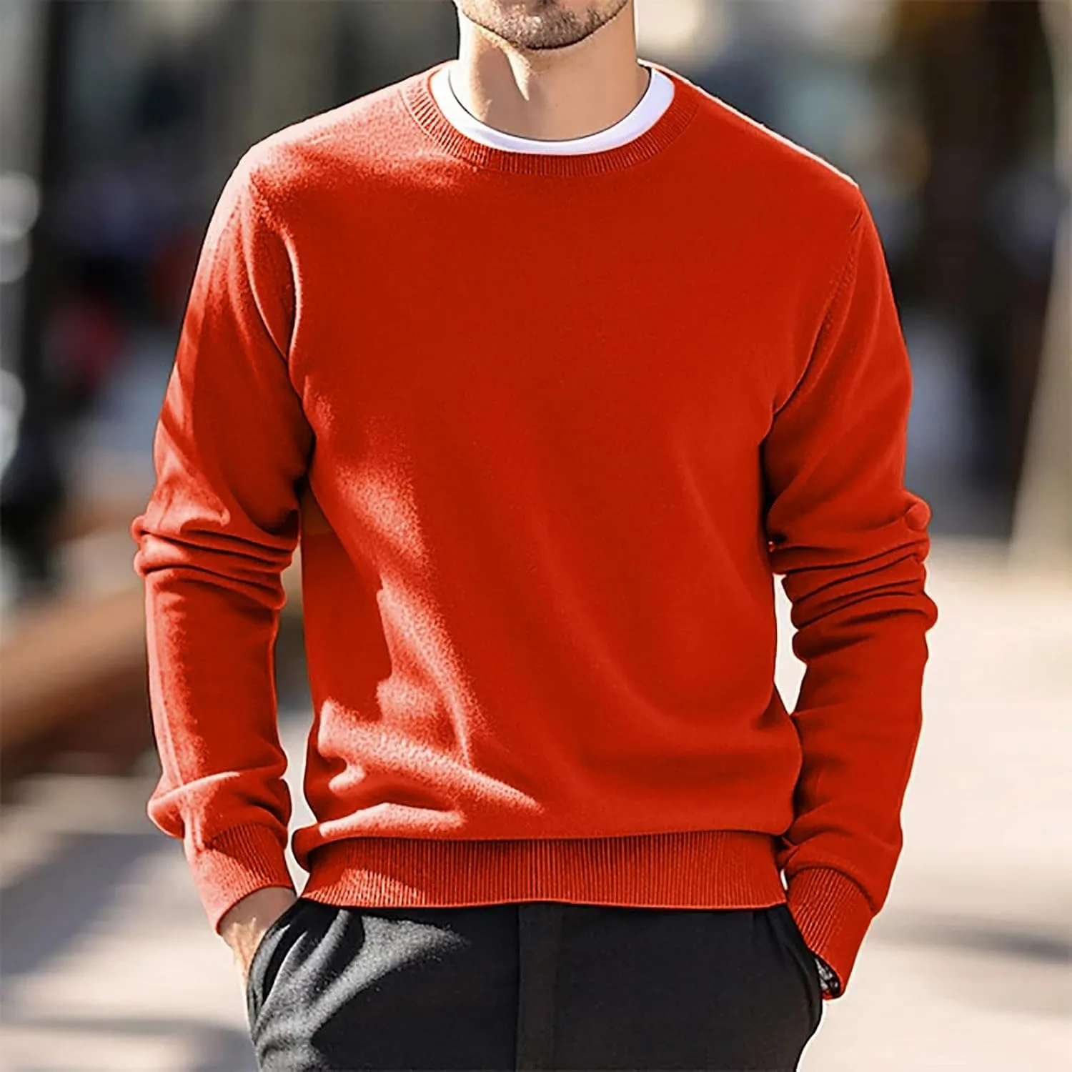 Cashmere Sweaters for Men, Men's Cashmere Sweater Warm Pullovers Crewneck Knit Winter Tops Male Knitwear Jumpers