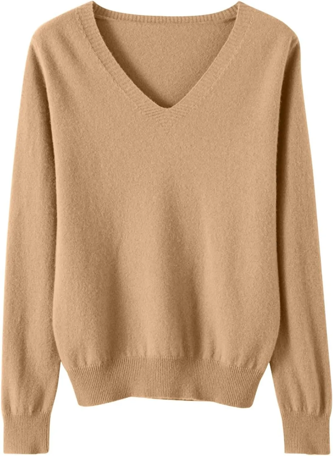 Cashmere Sweaters for Women Long Sleeve V Neck Pullover Tops Loose Soft Cozy Sweater Warm Wool Knit Sweater Shirts