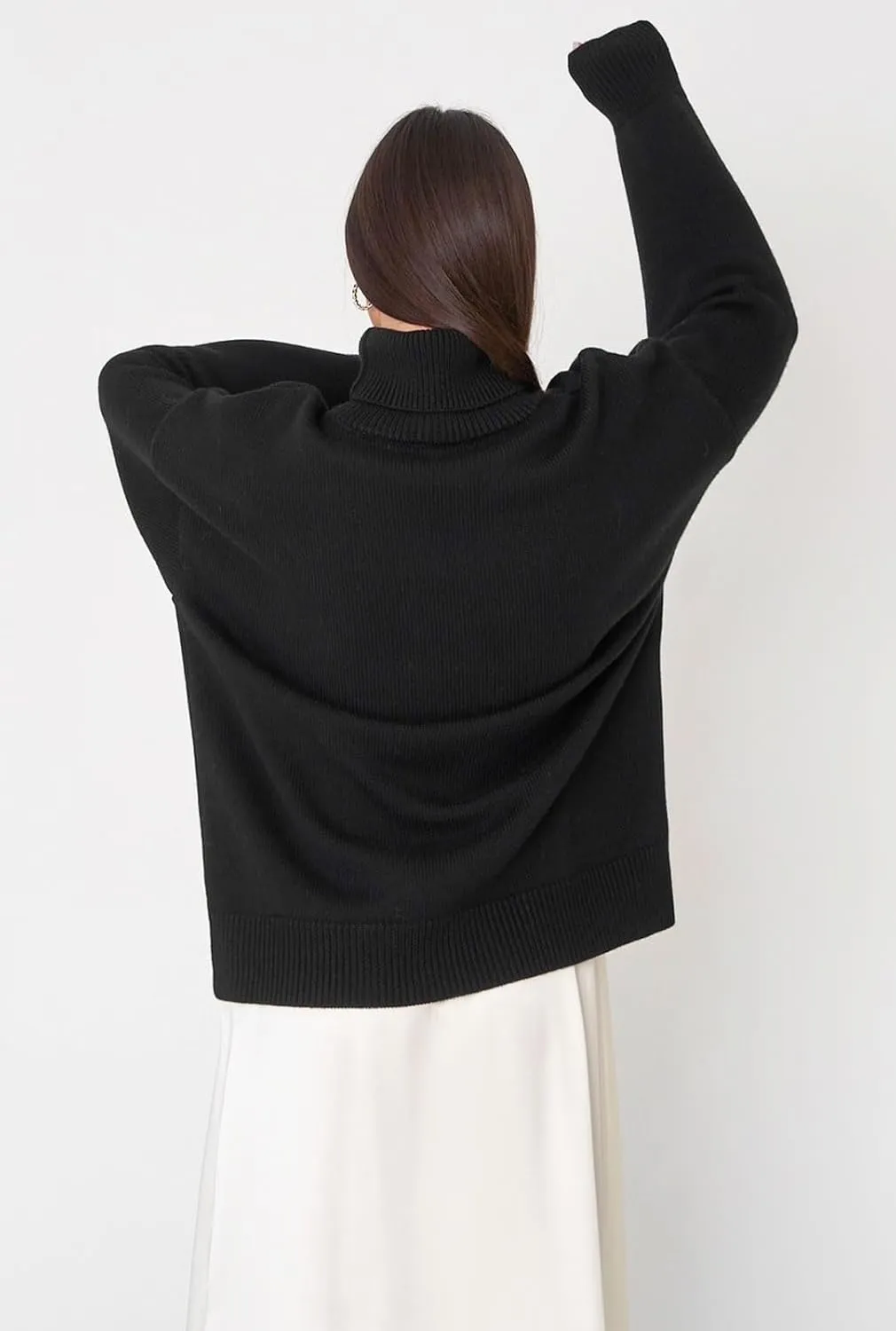 CHARTOU Women Turtleneck Sweater Pullover Fall Knitted Oversized Sweater Knit Top Jumper Knitwear