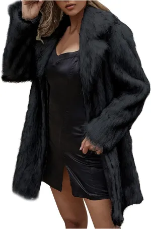 cooki Fur Coats for Women Faux Fur Jackets Fall Fashion Women's 2023 Winter Open Front Long Shaggy Coat Outerwear Fall Jacket