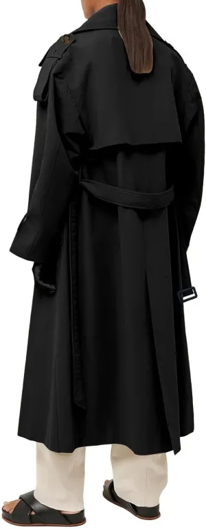 cooki Winter Coats for Women 2023 Trendy Womens Oversized Long Trench Coat Double Breasted Lapel Windproof Overcoat with Belt