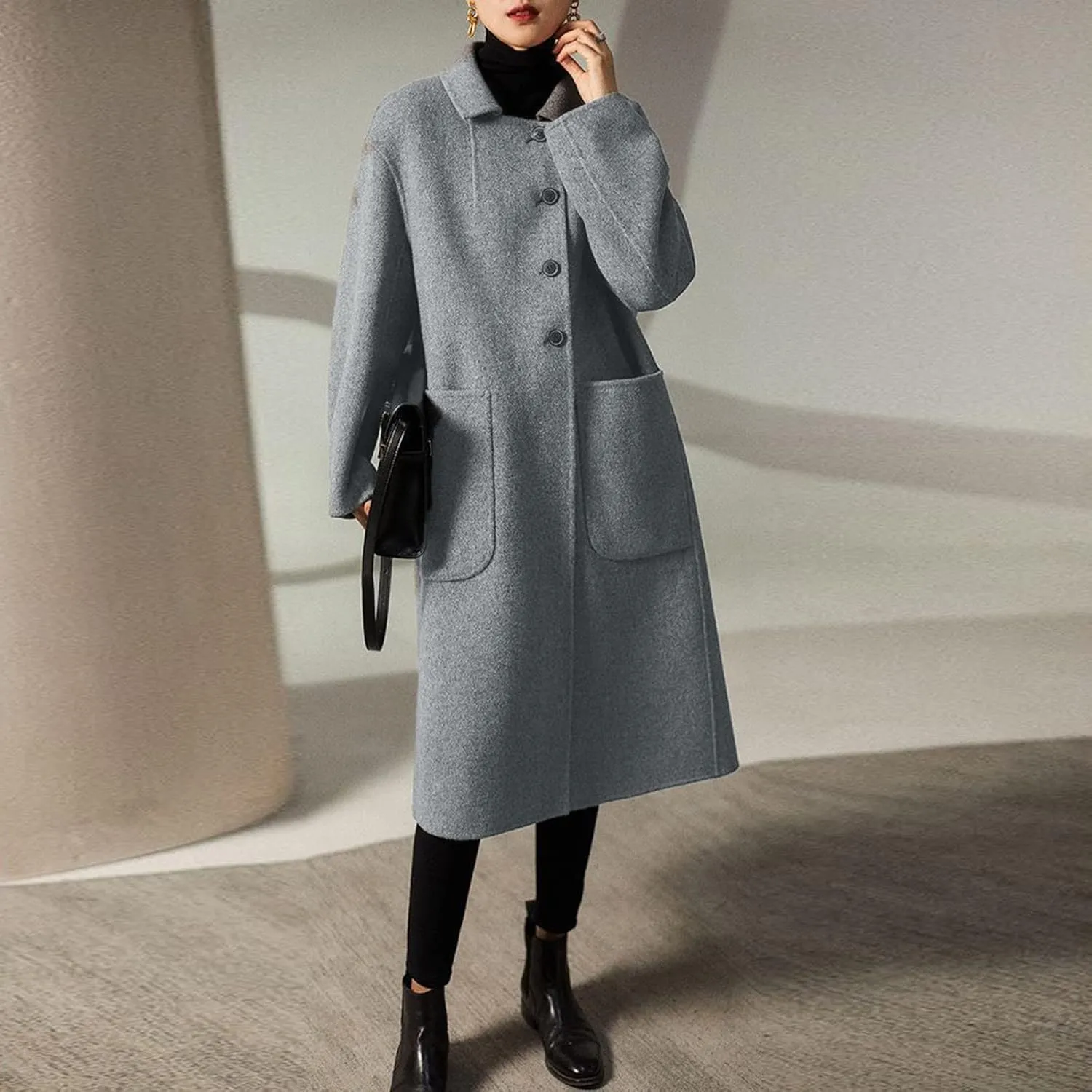 cooki Winter Coats for Women 2023 Trendy Wool Coat Long Winter Coats for Women Plus Size Jackets Lightweight Trench Coats