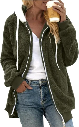 cooki Winter Coats for Women 2023 Warm Sherpa Fleece Lined Distressed Jackets Hooded Parka Faux Suede Peacoat Outerwear