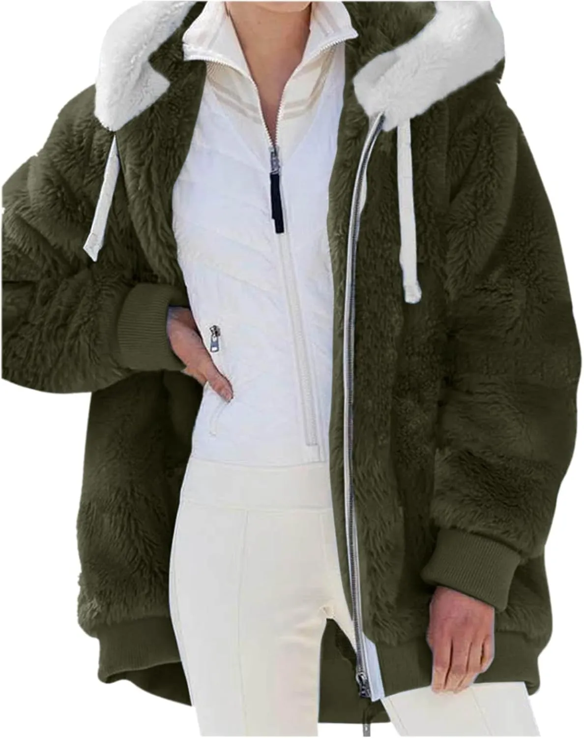 cooki Winter Coats for Women 2023 Warm Sherpa Fleece Lined Distressed Jackets Hooded Parka Faux Suede Peacoat Outerwear