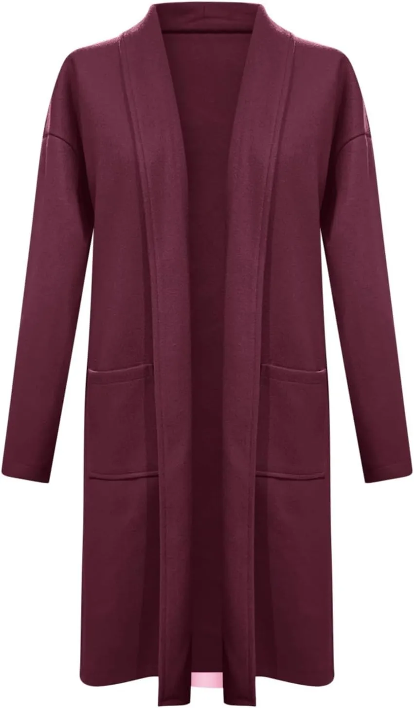 cooki Womens Coats Winter Sweater Cardigan Sweater Open Front Coats Wool Blend Trench Coats Casual Overcoats Long Soft Jacket