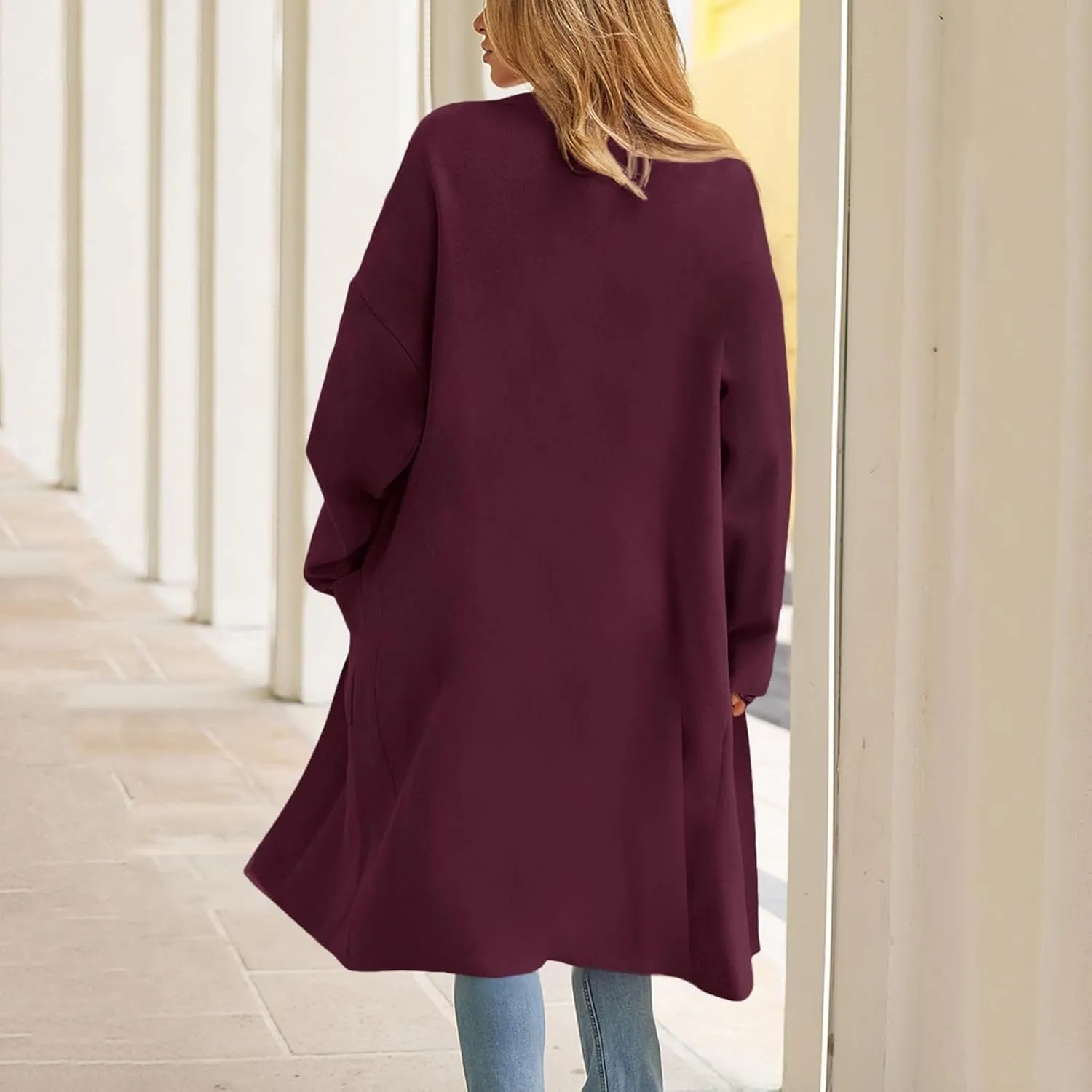 cooki Womens Coats Winter Sweater Cardigan Sweater Open Front Coats Wool Blend Trench Coats Casual Overcoats Long Soft Jacket