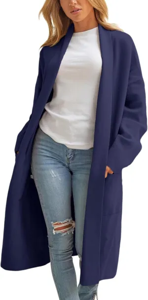 cooki womens winter coats Sweater Cardigan Sweater Open Front Coats Wool Blend Trench Coats Casual Overcoats Long Soft Jacket