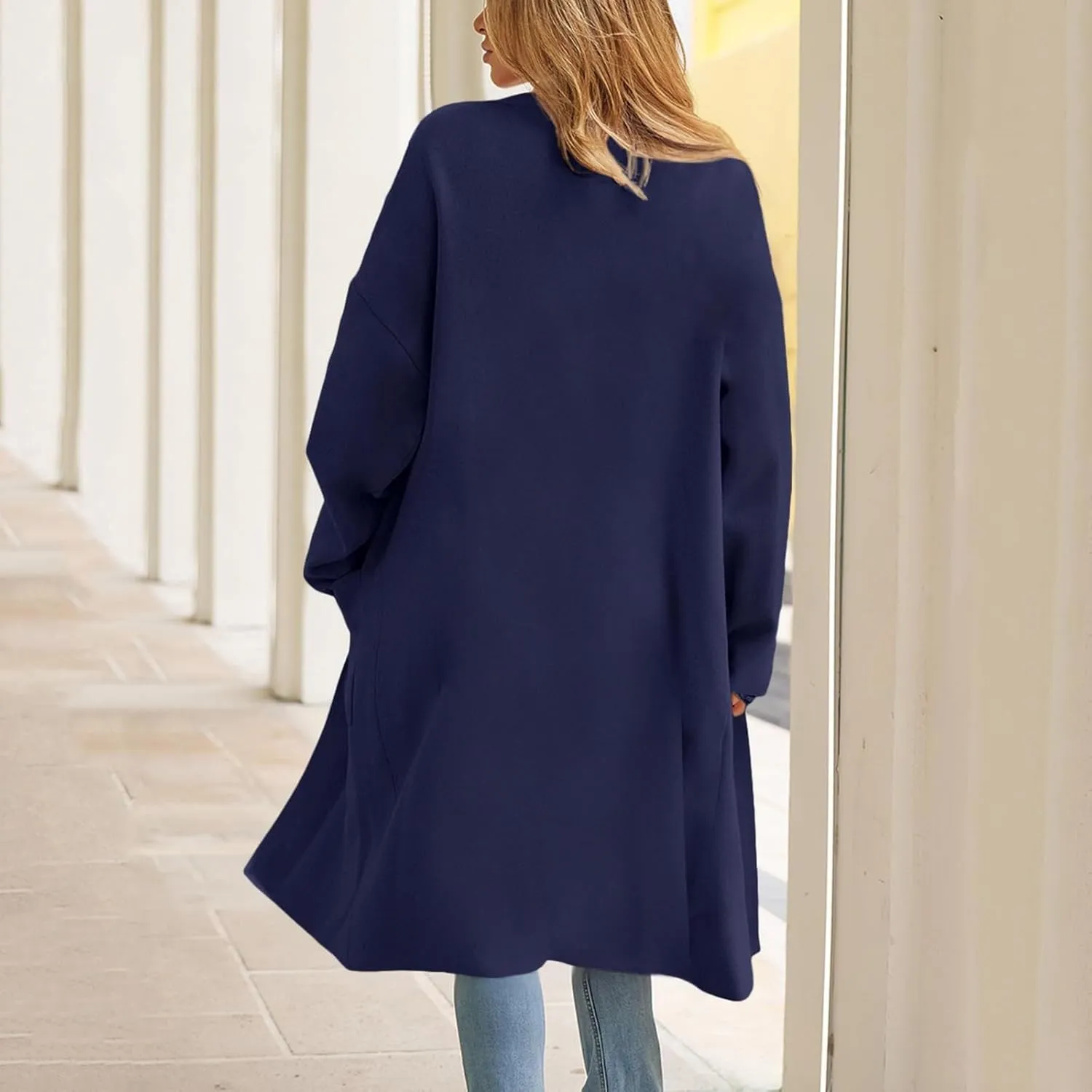 cooki womens winter coats Sweater Cardigan Sweater Open Front Coats Wool Blend Trench Coats Casual Overcoats Long Soft Jacket