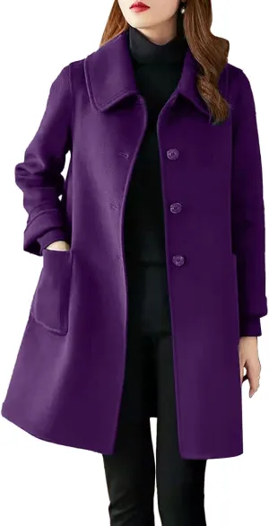 cooki Womens Wool Jacket Pink Trench Coats for Women, Spring Jackets for Women 2024 Wool Trench Coats for Women Winter Fall Fashion Notch Collar Pea Coats Long Jackets Coats